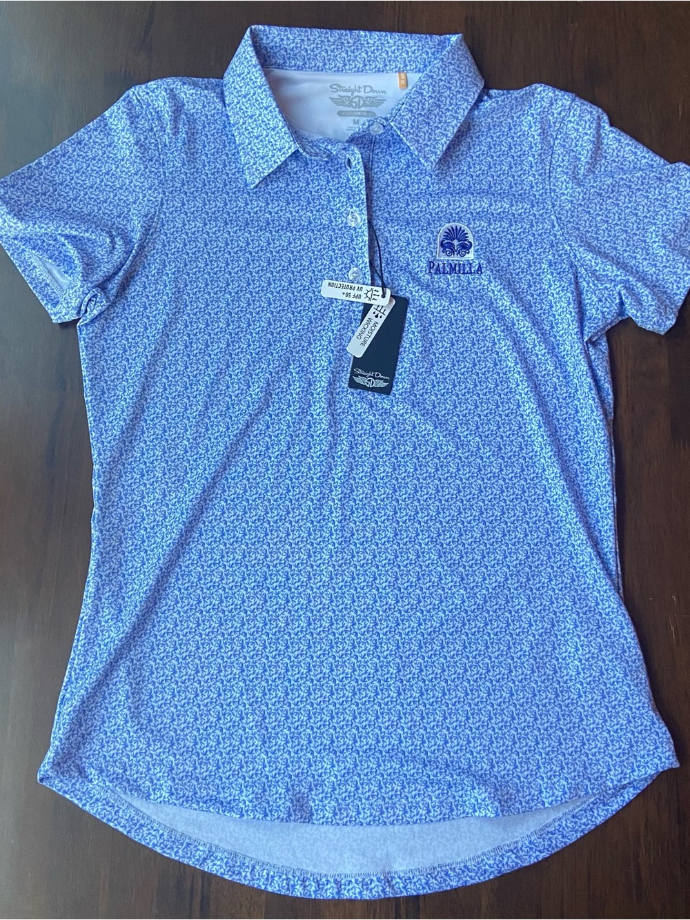 Straight Down Matisse Polo Women's M Blue Floral Golf Shirt NWT Palmilla Cabo
